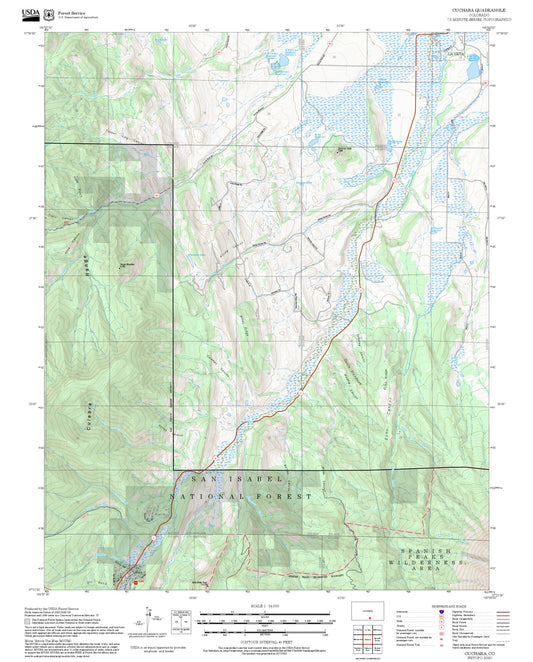 2025 Forest Service Topo Map of Cuchara Colorado