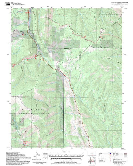 2025 Forest Service Topo Map of Cucharas Pass Colorado