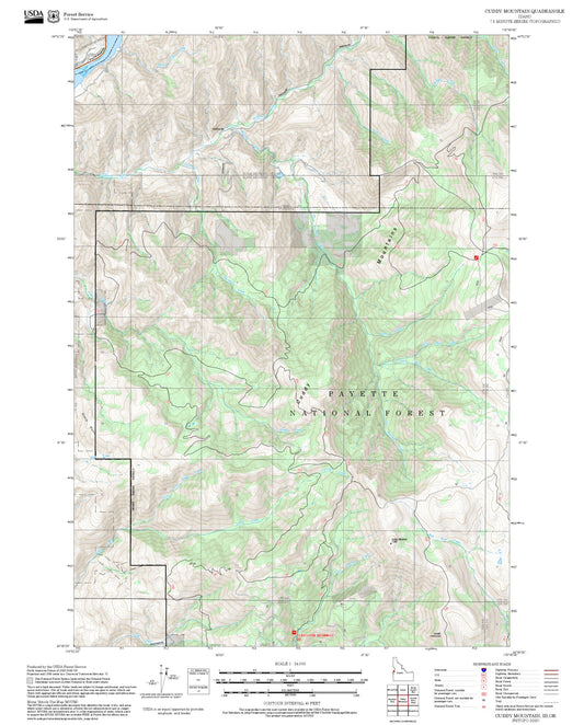 2025 Forest Service Topo Map of Cuddy Mountain Idaho