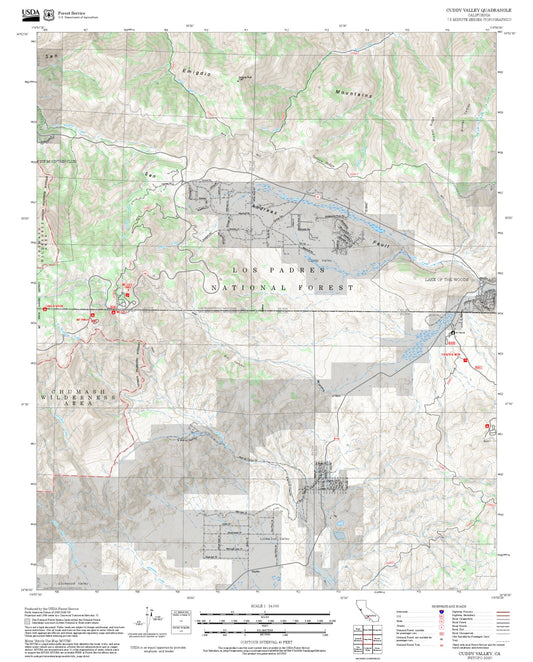 2025 Forest Service Topo Map of Cuddy Valley California
