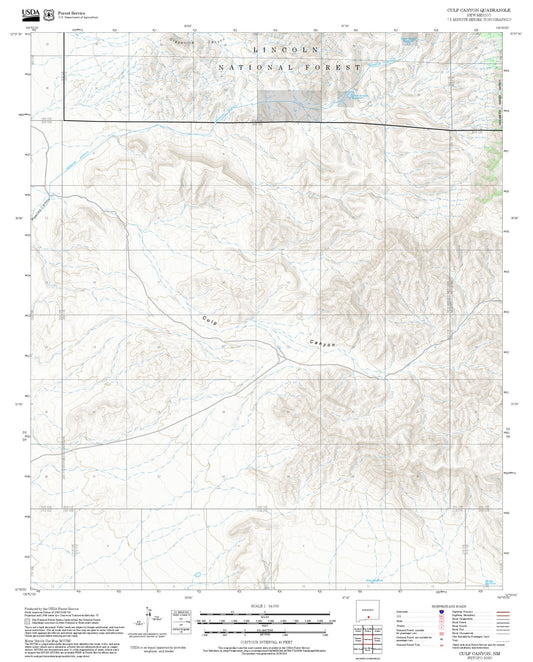 2025 Forest Service Topo Map of Culp Canyon New Mexico