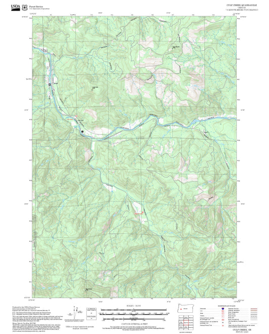 2025 Forest Service Topo Map of Culp Creek Oregon