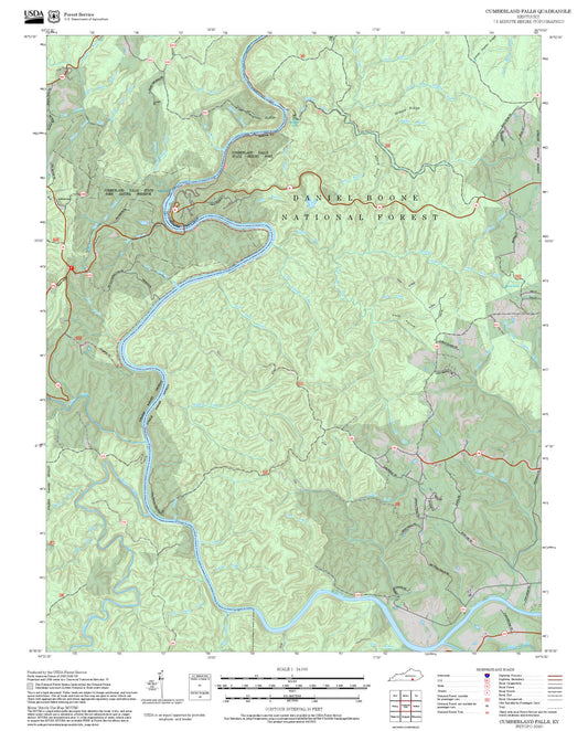 2025 Forest Service Topo Map of Cumberland Falls Kentucky