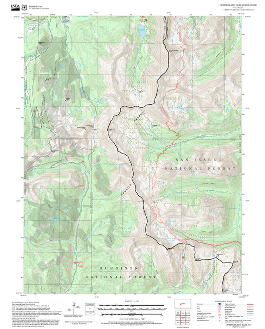 2025 Forest Service Topo Map of Cumberland Pass Colorado