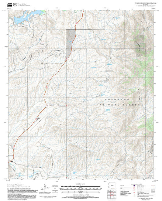 2025 Forest Service Topo Map of Cumero Canyon Arizona