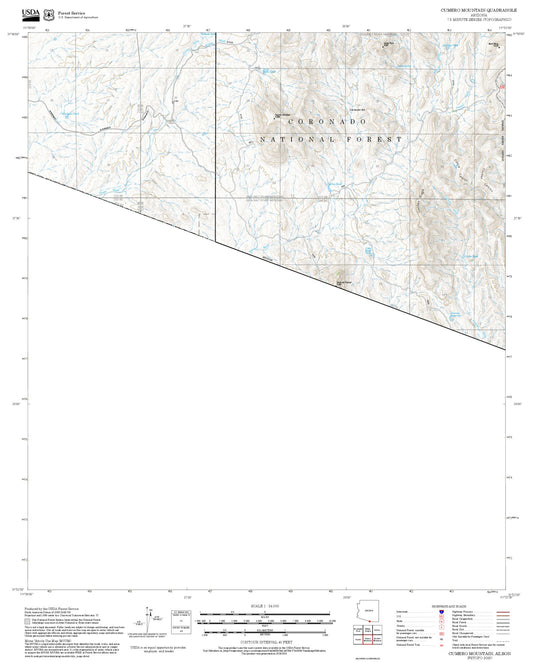 2025 Forest Service Topo Map of Cumero Mountain Arizona