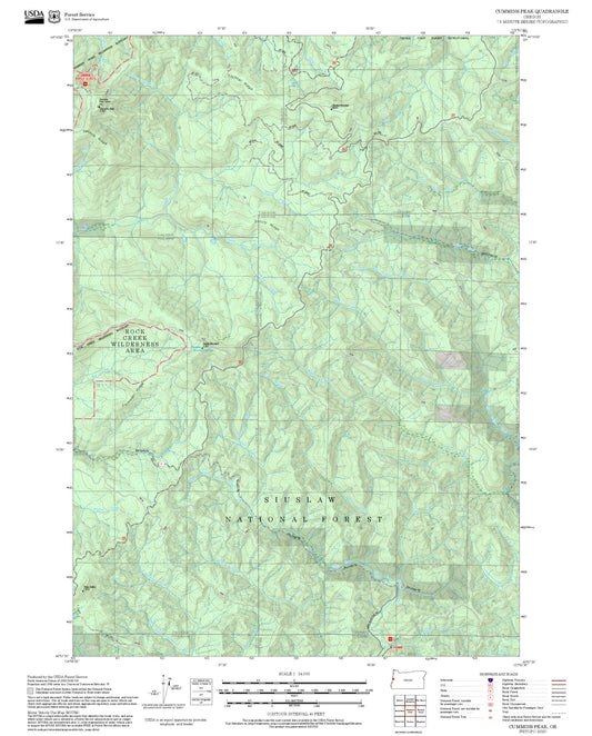 2025 Forest Service Topo Map of Cummins Peak Oregon