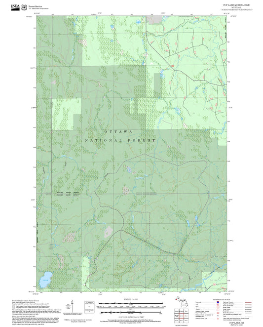2025 Forest Service Topo Map of Cup Lake Michigan