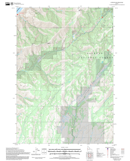 2025 Forest Service Topo Map of Cuprum Idaho