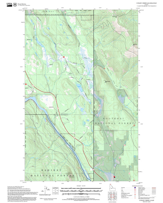 2025 Forest Service Topo Map of Curley Creek Idaho