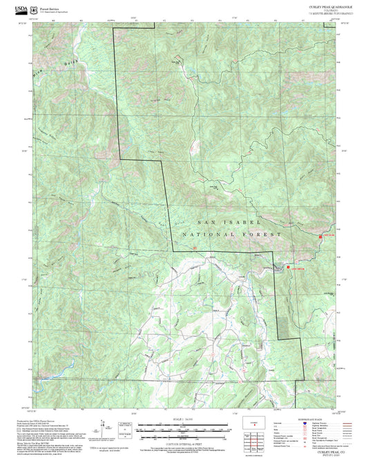 2025 Forest Service Topo Map of Curley Peak Colorado
