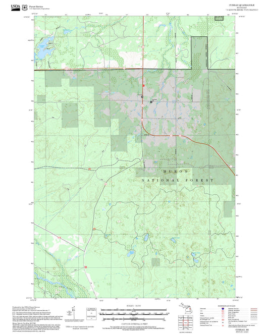 2025 Forest Service Topo Map of Curran Michigan