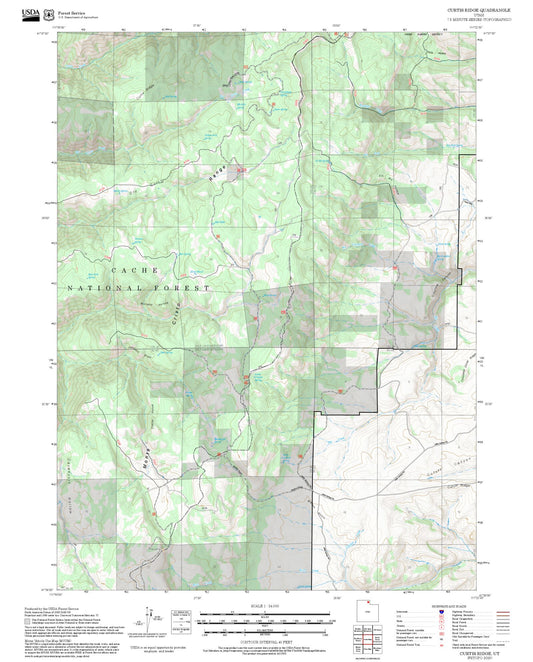 2025 Forest Service Topo Map of Curtis Ridge Utah