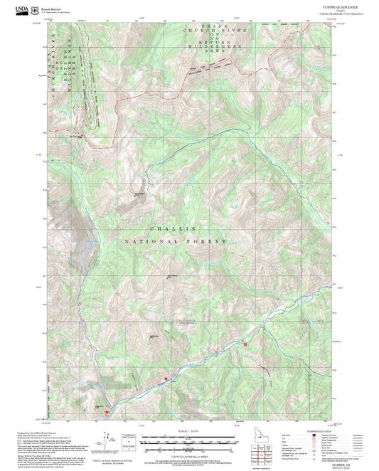 2025 Forest Service Topo Map of Custer Idaho