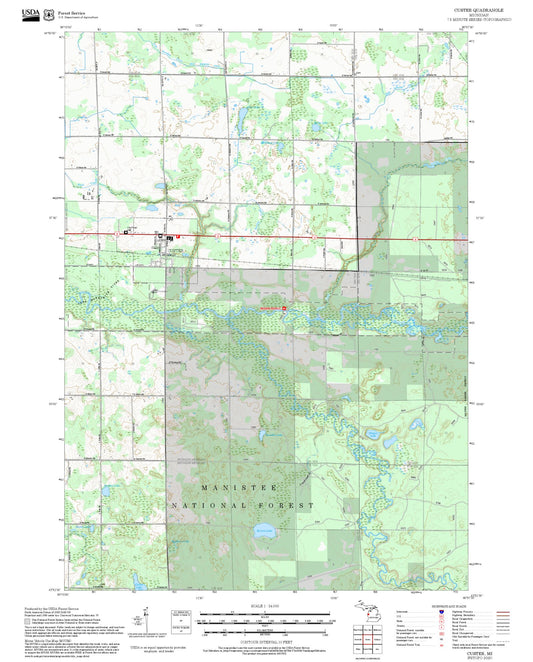 2025 Forest Service Topo Map of Custer Michigan