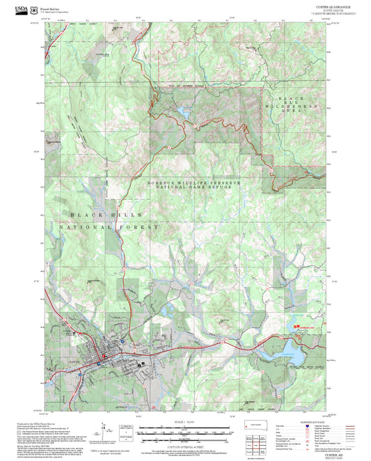2025 Forest Service Topo Map of Custer South Dakota
