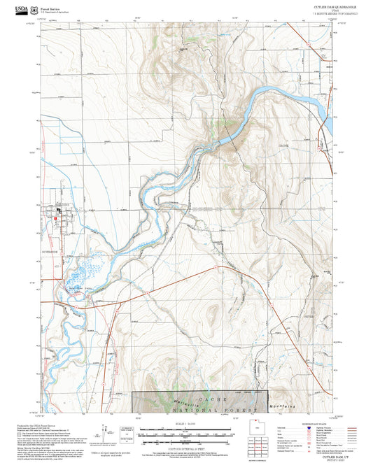 2025 Forest Service Topo Map of Cutler Dam Utah