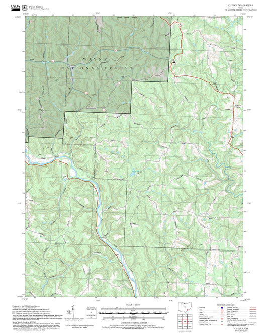2025 Forest Service Topo Map of Cutler Ohio