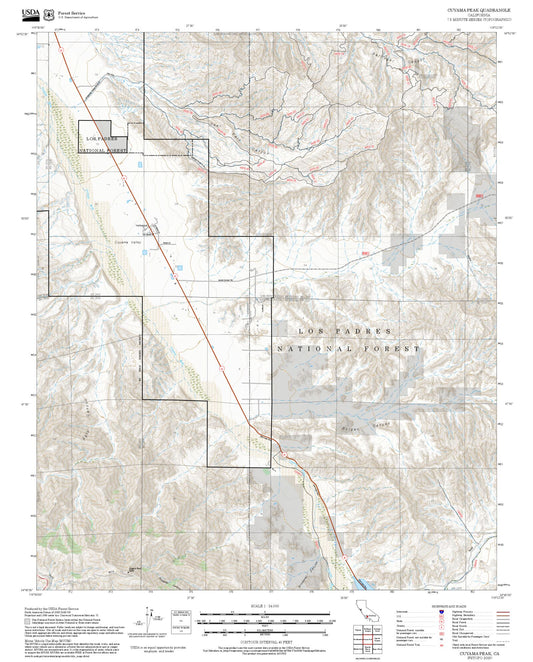 2025 Forest Service Topo Map of Cuyama Peak California