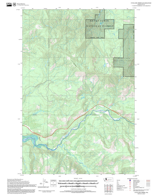 2025 Forest Service Topo Map of Cyclone Creek Washington