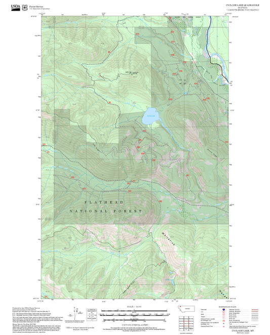 2025 Forest Service Topo Map of Cyclone Lake Montana