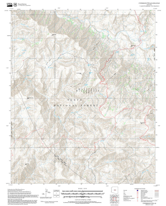 2025 Forest Service Topo Map of Cypress Butte Arizona