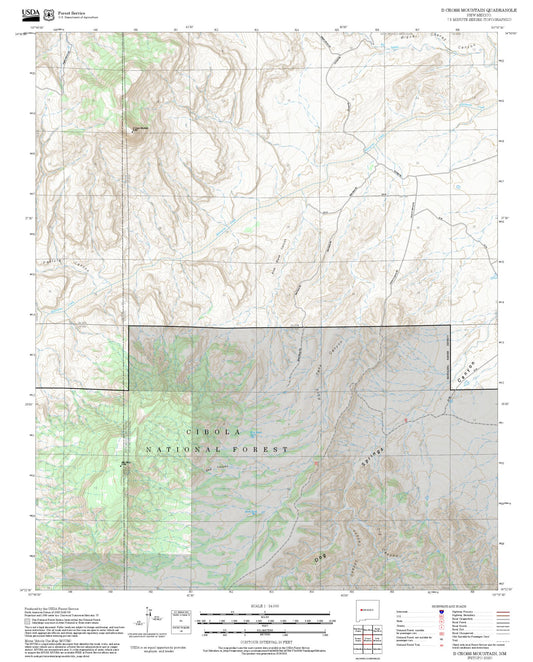 2025 Forest Service Topo Map of D Cross Mountain New Mexico