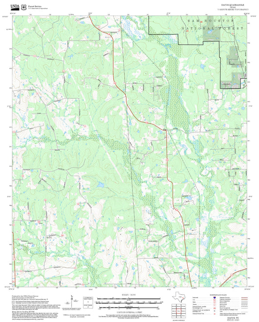 2025 Forest Service Topo Map of Dacus Texas