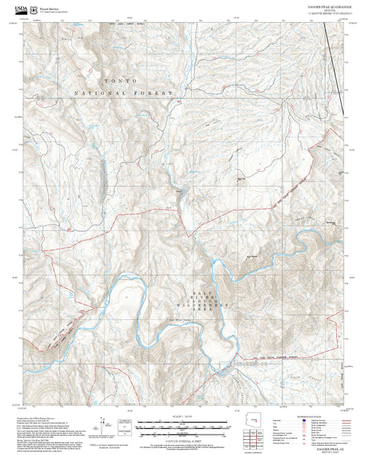 2025 Forest Service Topo Map of Dagger Peak Arizona