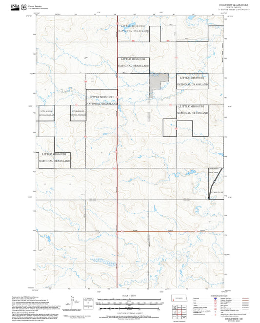 2025 Forest Service Topo Map of Daglum SW North Dakota