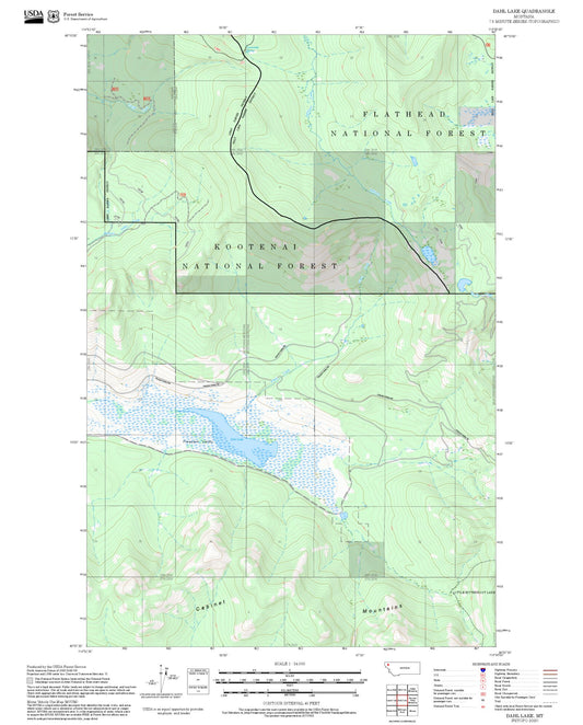2025 Forest Service Topo Map of Dahl Lake Montana