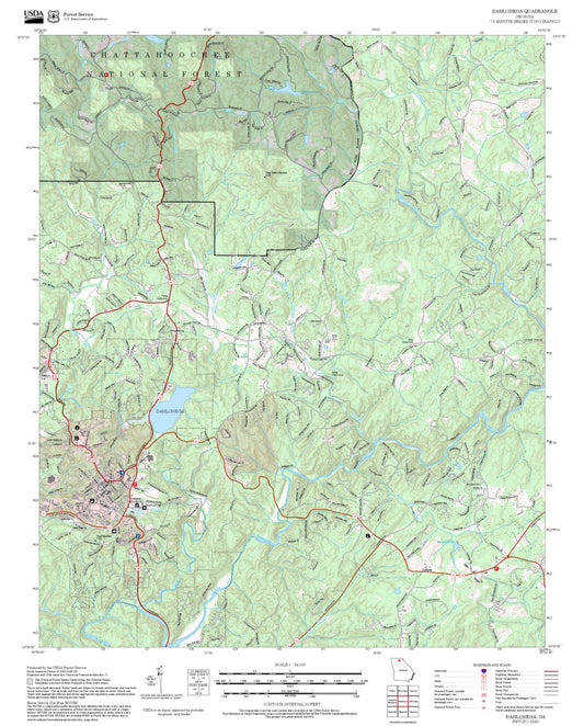 2025 Forest Service Topo Map of Dahlonega Georgia