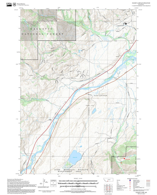 2025 Forest Service Topo Map of Dailey Lake Montana