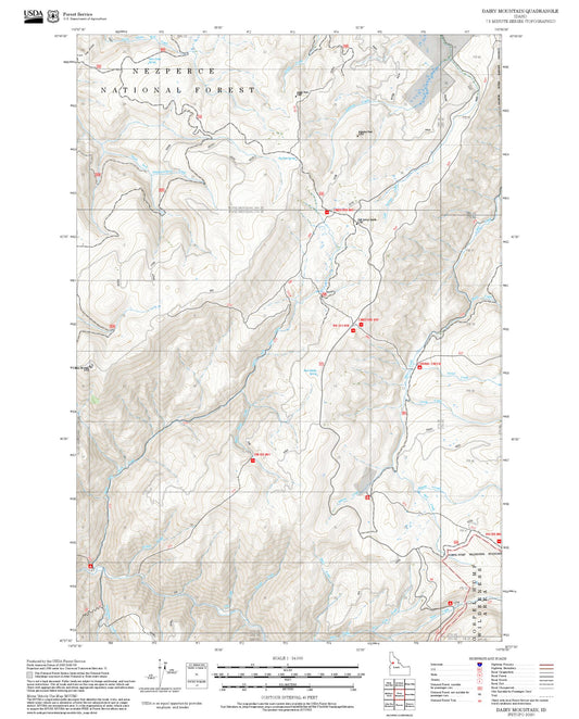 2025 Forest Service Topo Map of Dairy Mountain Idaho