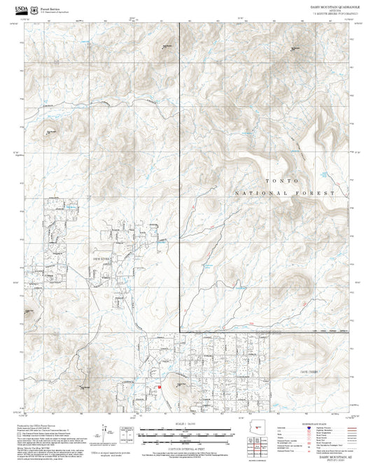2025 Forest Service Topo Map of Daisy Mountain Arizona