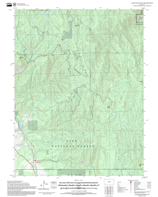 2025 Forest Service Topo Map of Dakan Mountain Colorado