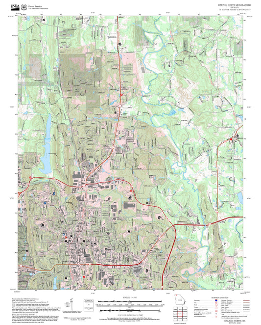 2025 Forest Service Topo Map of Dalton North Georgia