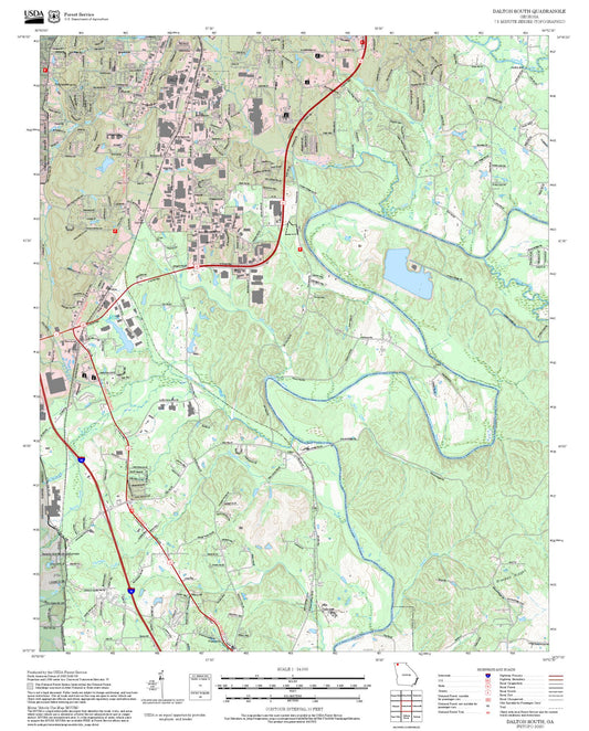2025 Forest Service Topo Map of Dalton South Georgia