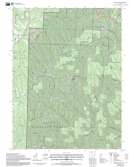 2025 Forest Service Topo Map of Dalzell Ohio