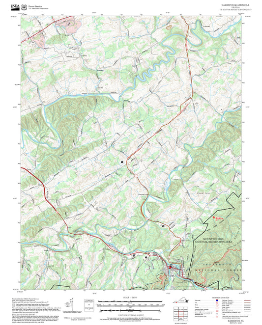 2025 Forest Service Topo Map of Damascus Virginia