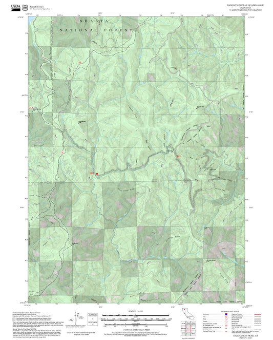 2025 Forest Service Topo Map of Damnation Peak California