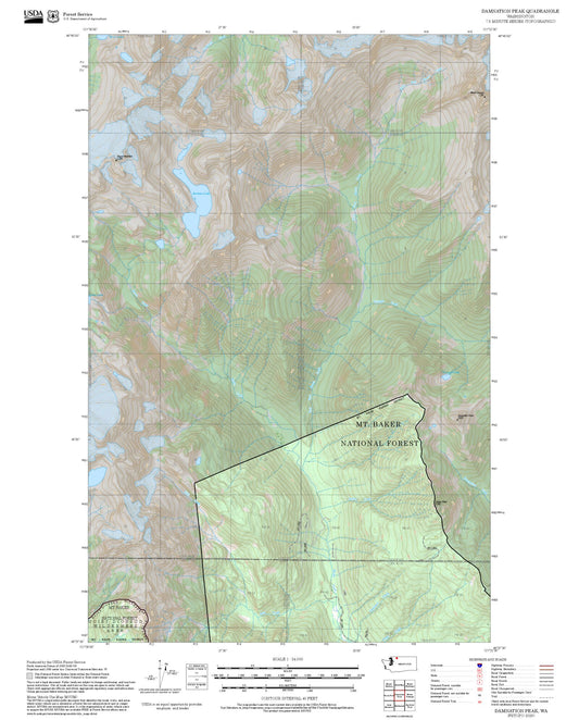2025 Forest Service Topo Map of Damnation Peak Washington