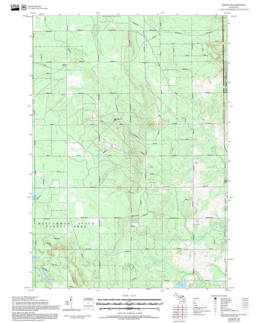 2025 Forest Service Topo Map of Damon Michigan