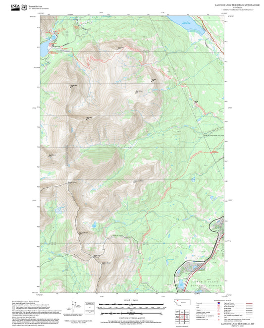 2025 Forest Service Topo Map of Dancing Lady Mountain Montana