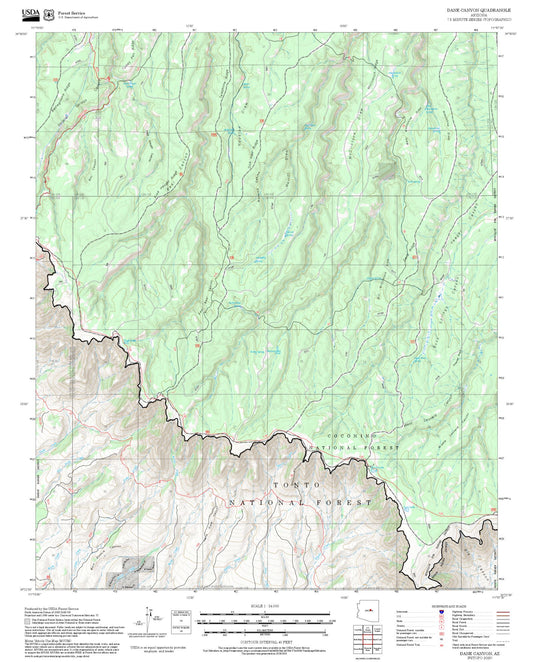 2025 Forest Service Topo Map of Dane Canyon Arizona