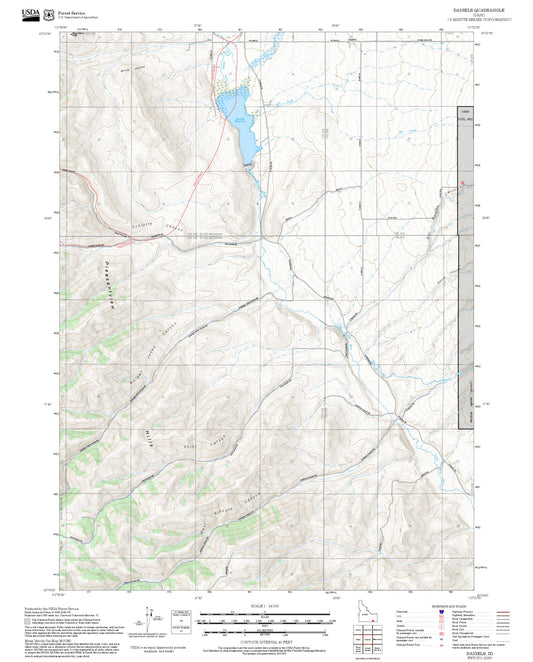 2025 Forest Service Topo Map of Daniels Idaho