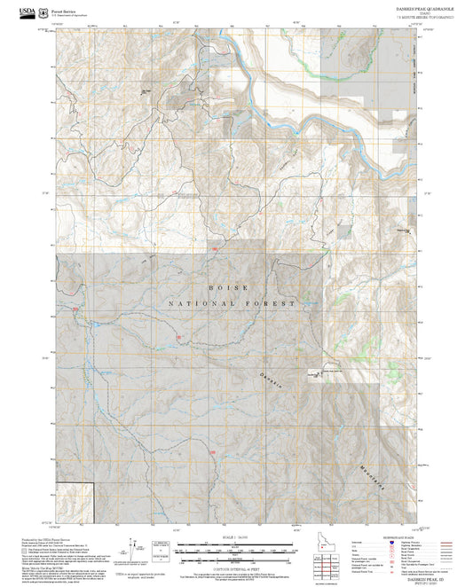 2025 Forest Service Topo Map of Danskin Peak Idaho