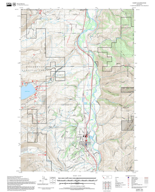2025 Forest Service Topo Map of Darby Montana