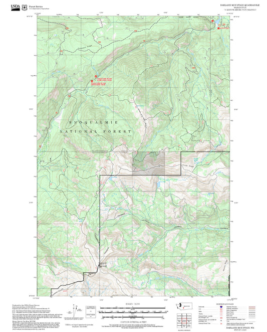 2025 Forest Service Topo Map of Darland Mountain Washington