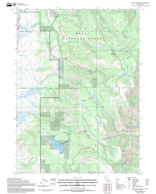 2025 Forest Service Topo Map of Davis Creek California